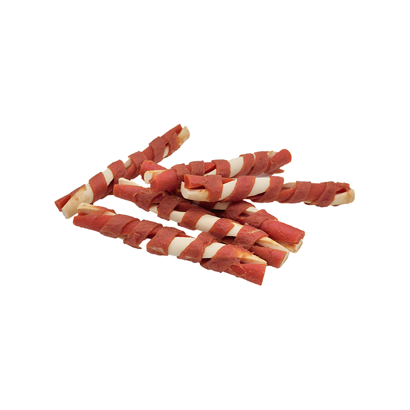 Two-Color Duck Strip-Wrapped Butterfly-Shaped Twisted  Chew Stick – Long Lasting Dog Chew Treats  （12-12.5cm）